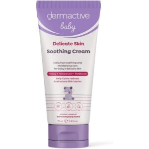 كريم للوجه من ديرماكتيف لتهدئة وترطيب بشرة الطفل الحساسة مع توفير حماية يومية منذ الولادة، مناسب للبشرة الحساسة، 75 مل