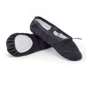 حذاء باليرينا من القماش الكتاني بنعل جلدي مسطح للرقص للاطفال الصغار احذية اليوغا / الباليه للراقصات ، للفتيات (Multicolour, 35)