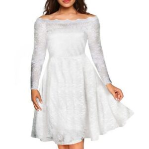 فستان قصير ابيض دانتيل للنساء