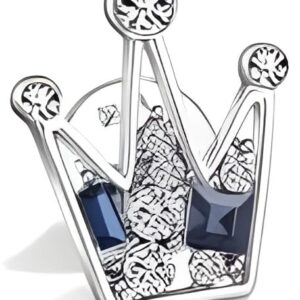 Elegant Crystal Crown Brooch Pin for Collar, Suit, or Jacket Decoration, Sparkling Rhinestone Tiara Accessory for Women and Men, Fashion Brooch Pin for Formal Wear​ (Silver)