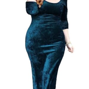 فستان حريمى بيتى قطيفة لون سماوي ، للنساء