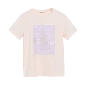 LC واكيكي تي شيرت مطبوع برقبة دائرية ضيقة للنساء