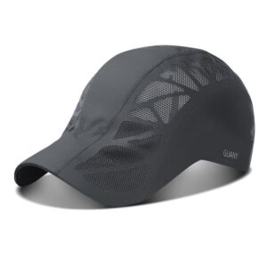 قبعة بيسبول شبكية للرجال جري سريعة الجفاف قبعات رياضية جيدة التهوية سناب باك بلون سادة للجنسين (اسود)