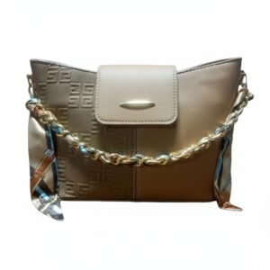 شنطة للنساء مع سلسلة وحزام ذهبي مع فيونكة