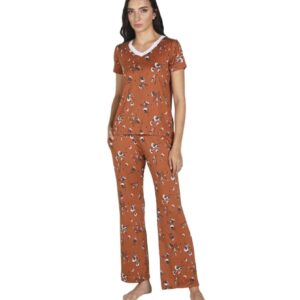 ايلا بدلة نوم مطبوعة للنساء، مقاس L، لون بني، 1234562452901