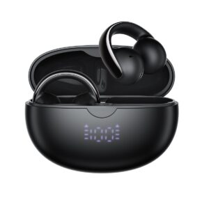 Y1 Lite Open Ear Earbuds, Bluetooth 6.0 Clip-On Headphones with 13mm Drivers, Smart LED Display, AI Noise Cancelling Wireless Earphones, Ultra-Comfort, 30H Playtime