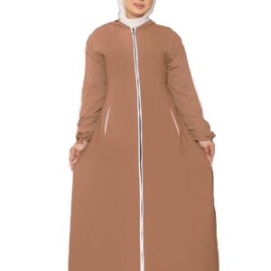 عبايه خروج كريب فيرونا بسحاب موديل 8121 للنساء من GAMAL SONS FOR ABAYA