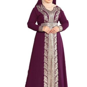 عباية بحزام خامتها شيفون بدون حجاب تناسب وزن أقصاه 80 كيلوجرام للنساء من أولاد جمال للعبايات - مقاس واحد - GS-512