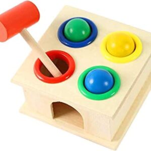 صندوق مطرقة مع كرات خشبية ملونة، مجموعة ألعاب تعليمية، لعبة للتعلم المبكر للأطفال من سن 1 - 3 سنوات