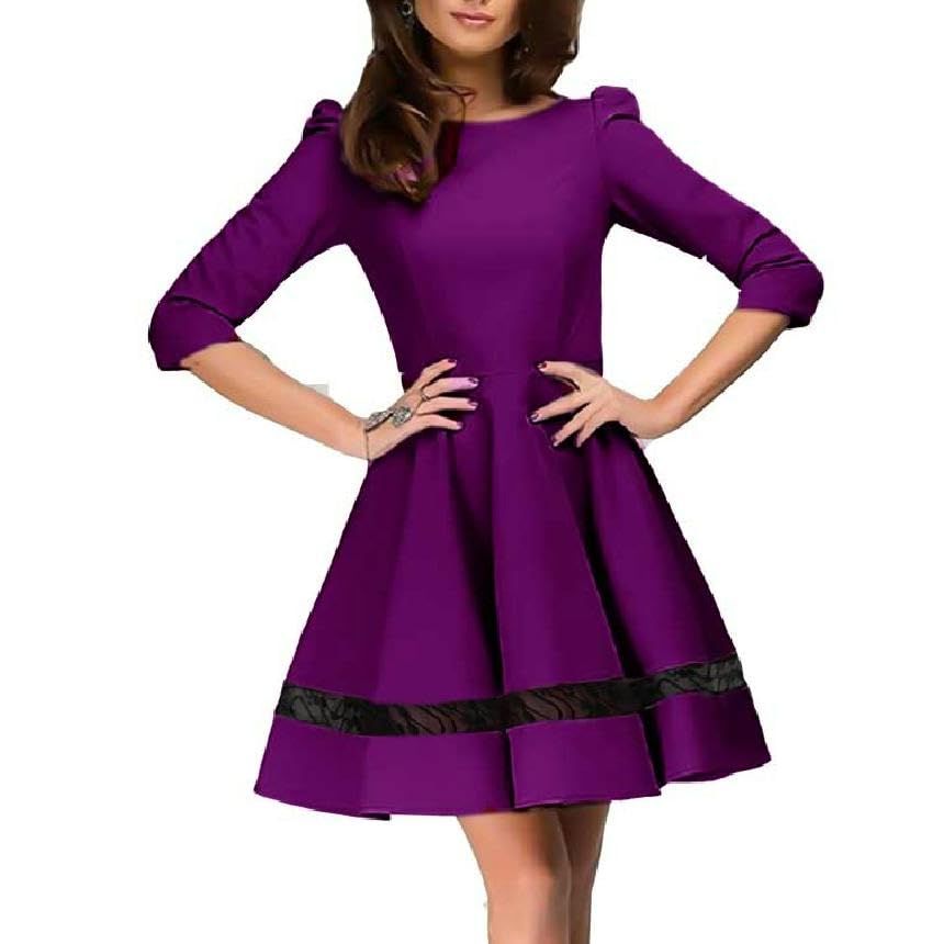 51Q8Qh8j7zL فستان نسائى قصير بقصة جيب واسعة و شريط دانتيل اسود من اسفل