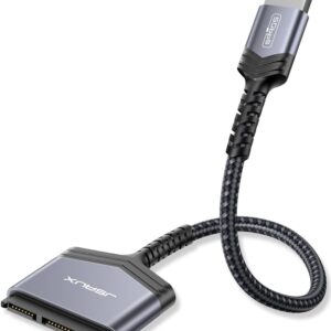 JSAUX SATA to USB Cable, USB 3.0 to 2.5” SATA III Hard Drive Adapter Aluminum Shell Nylon Cord External Converter for SSD/HDD Supports UASP, Trim and Smart Compatible with Windows, MacOS and Linux