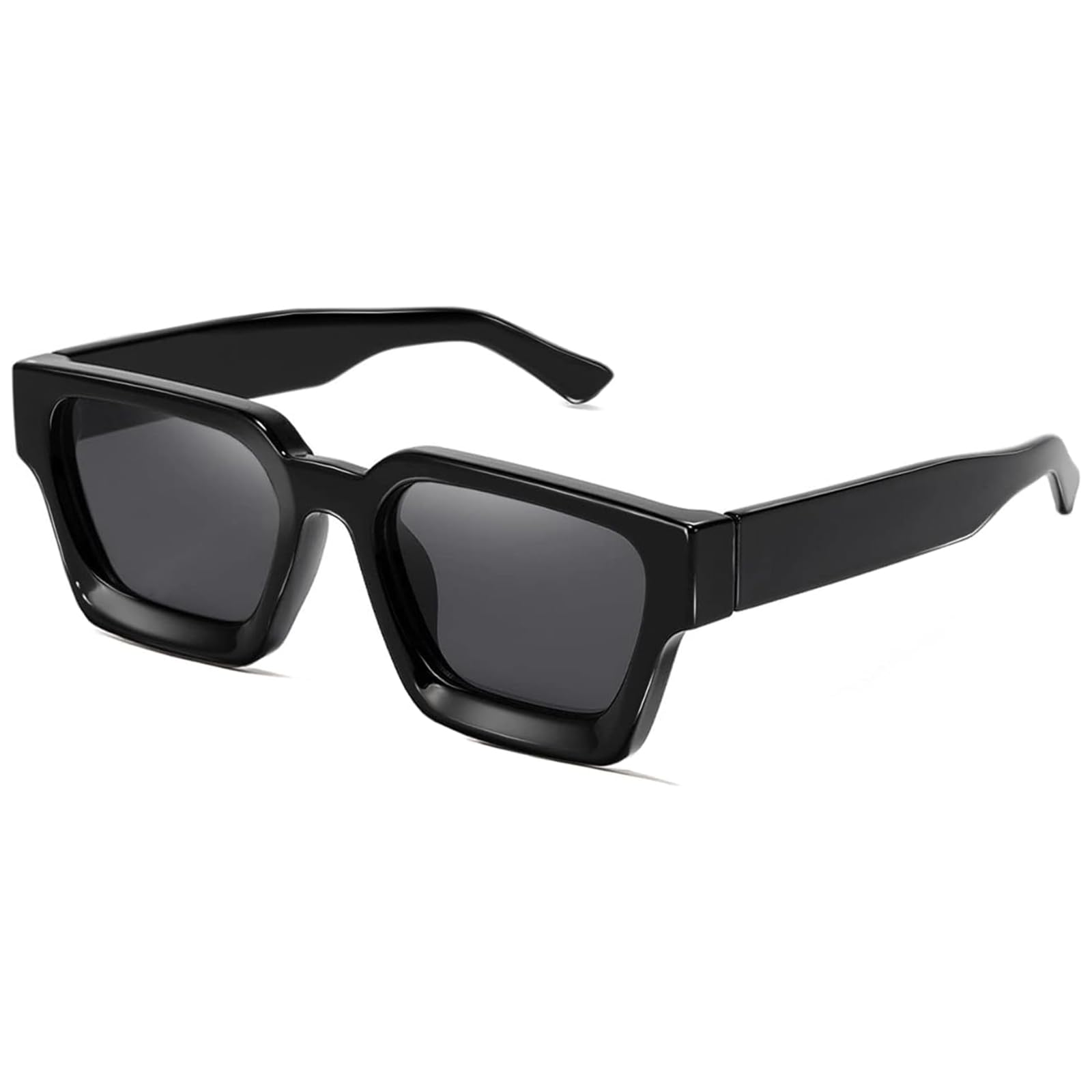 51QxcSXGLCL نظارة شمسية عصرية وكلاسيكية بعدسات مستطيلة بإطار مربع سميك بنمط التسعينيات للرجال والنساء من تزويق