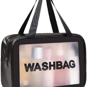 شنطة مستحضرات تجميل للسفر للنساء والبنات شفافة غير لامعة مع مقبض عملي لتنظيم الاكسسوارات وأدوات العناية الشخصية، متعددة الاستخدام، الوان متنوعه، متعدد الالوان