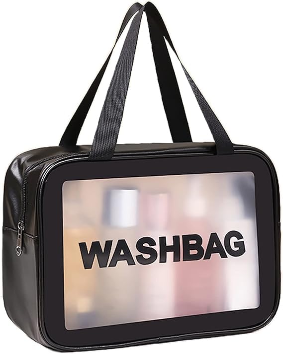 51RfU5XdEWL شنطة مستحضرات تجميل للسفر للنساء والبنات شفافة غير لامعة مع مقبض عملي لتنظيم الاكسسوارات وأدوات العناية الشخصية، متعددة الاستخدام، الوان متنوعه، متعدد الالوان