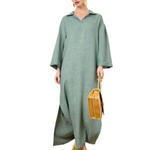 جلابية منسوجة بياقة للنساء من ستايلي