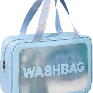 شنطة مستحضرات تجميل للسفر للنساء والبنات شفافة غير لامعة مع مقبض عملي لتنظيم الاكسسوارات وأدوات العناية الشخصية متعددة الاستخدام، متعدد الالوان