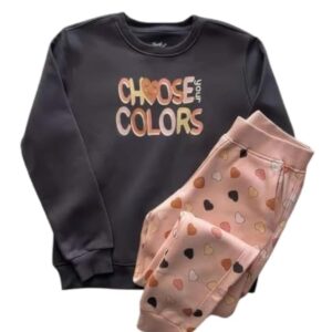 بيجامة كاجوال شتوية للنساء من قطعتين مقاس كبير، لون أحمر، كود 1521