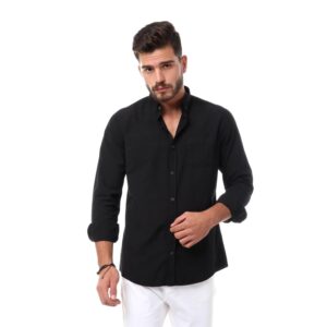 قميص بأكمام طويلة وجيب جانبي وأزرار للرجال من اندورا
