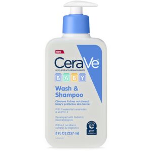 CeraVe الطفل غسل والشامبو | العطر، البارابين، وكبريتات شامبو مجانا للأطفال المسيل للدموع خالية الوقت حمام | 8 اونصة، من سيريف