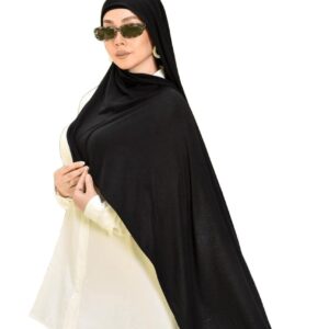 سكارف حجاب من قماش الجل مع باندانا متوفر بـ 20 لون، مقاس 1.9 م × 60 سم