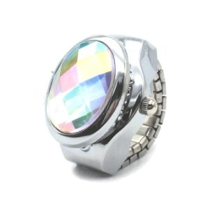 ساعة يد نسائية مبتكرة من حجر كريم كوارتز مرن وخاتم اصبع انيق