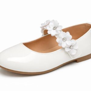 OG حذاء رسمي كلاسيكي ماري جين مع حزام مزين بالزهور للبنات