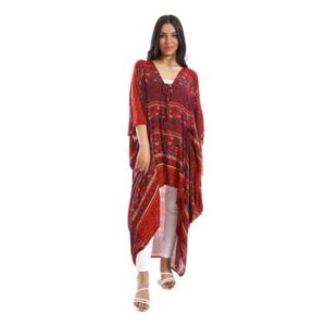 تونيك منقوش ذاتيًا نسائي بكم ثلاثة أرباع من قاضي