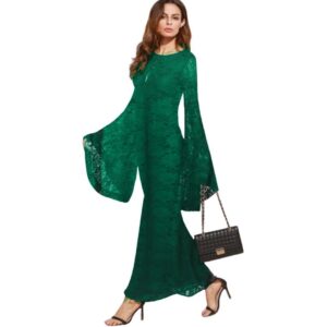 فستان دانتيل طويل بأكمام واسع