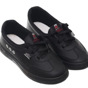 حذاء رياضي مسطح من الجلد برباط وحروف جانبية للنساء من 99.99 - اسود (38)