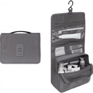 شنطة ادوات الزينة للسفر من ابوتو، لون رمادي مقاس 42 × 24 × 8 سم، منظم حمام معلق، شنطة مكياج مقاومة للماء للبالغين من الجنسين، تخزين مستحضرات التجميل لتنظيم مستلزمات السفر