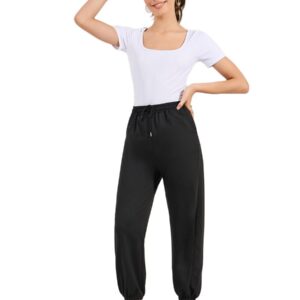 سروال رياضي سادة بقصة مستقيمة وحزام خصر للنساء من ستايلي