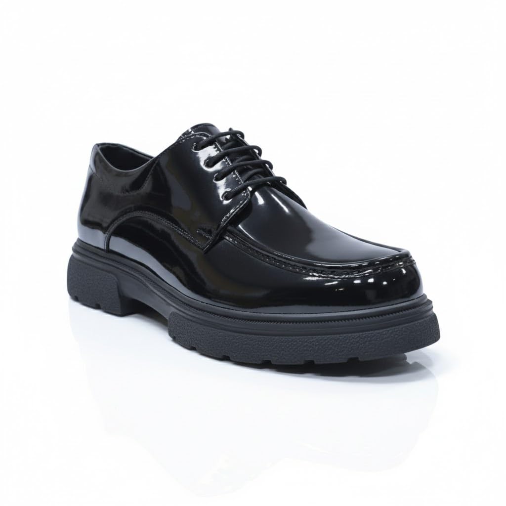 Version 1.0.0 جزمه رجالي فرنيه برباط مع نعل رابر مقاوم للانزلاق - لون اسود