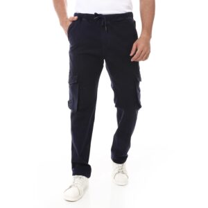 بنطلون كاجوال بخصر بأستك ورباط مع جيوب جانبية للرجال من اندورا