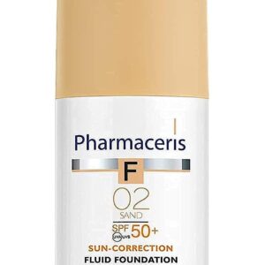 كريم أساس سائل اف بعامل حماية من الشمس 50 SPF، واقي شمسي عالي التغطية ومصحح للون البشرة، للبشرة الحساسة والتي خضعت لإجراءات تجميلية، خالٍ من العطور ومعتمد من أطباء الجلدية من فارمسيرز، 02 رملي، 30 مل
