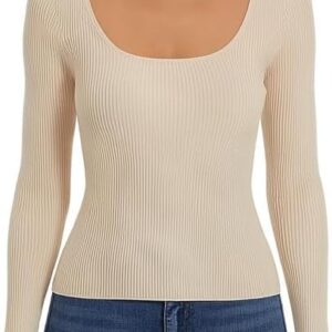 تي شيرت كم مربع نسائي مصنوع من القطن المضلع