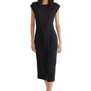 ترنديول فستان نسائي سادة سادة متوسط الطول ناعم منسوج من البيكيه TWOSS25EL00072