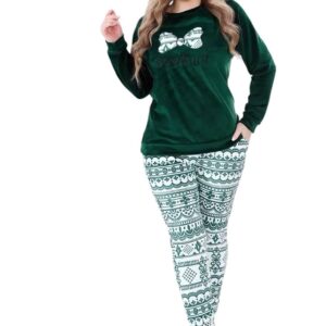 بيجامة شتوي حريمي – مقاسات كبيرة Big Size (تلبس حتى 80 كيلو) – طقم دافئ بنقشة شتوية مميزة