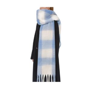 وشاح شتوي كبير ملون بتصميم مربعات سميك ودافئ وناعم للنساء، وشاح بطانية بشراشيب كاجوال