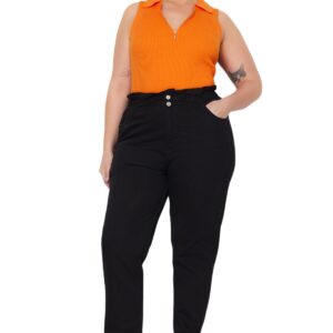 بنطلون جينز بخصر أستك وتصميم مرتفع للنساء من ترنديول، مقاس كبير بلس، TBBAW23JE00002 (عبوة من 1)