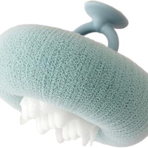 كرة استحمام بقاعدة لاصقة بلون ازرق سيان فاتح لتقشير الجسم وتقشير الجسم بشكل زهرة عباد الشمس، اسفنجة استحمام للنساء والرجال، اكسسوارات استحمام للعناية الشخصية