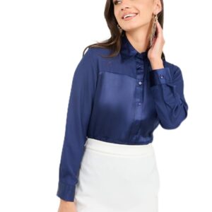 قميص شفاف بياقة وازرار امامية للنساء من ستايلي