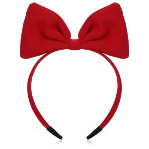 شريط رأس على شكل فيونكة للنساء والبنات من دبليو ال ال اتش واي اف، ربطات شعر حمراء بفيونكة للكريسماس، إكسسوارات شعر مثالية للحفلات التنكرية (عبوة واحدة بلون أحمر)