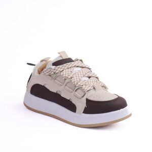 حذاء رياضي عصري للنساء، حذاء مشي كاجوال مع تفاصيل وردية وأربطة سميكة، حذاء خفيف الوزن ومزود بمسامات للتهوية بأسلوب الشارع K1