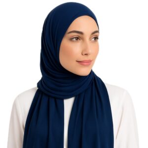 طرحة قطن ليكرا – خامة مريحة بجودة عالية – مقاس 2م × 60سم (كحلي)