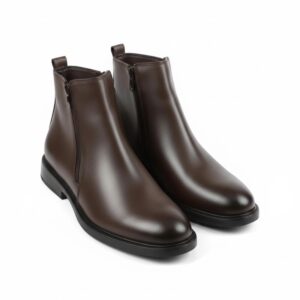 هاف بوت رجالي كلاسيك بسوسته مميز مصنوع من الجلد الطبيعي أنيق ونعل رابر تركى مقاوم للإنزلاق