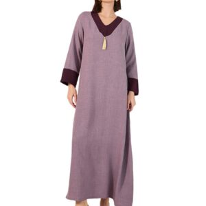 جلابية بأساور عريضة متباينة مع تفاصيل شراشيب للنساء من ستايلي