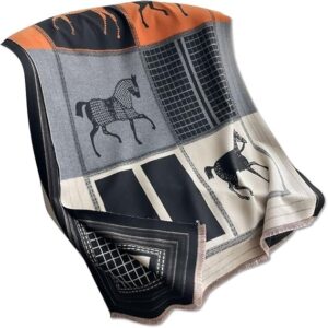 وشاح نسائي شتوي فاخر من الكشمير الصناعي والباشمينا، شال طويل ناعم مزين بالشراشيب، بونشو مزدوج الجانبين بحرف H، هدية مثالية للخريف والشتاء