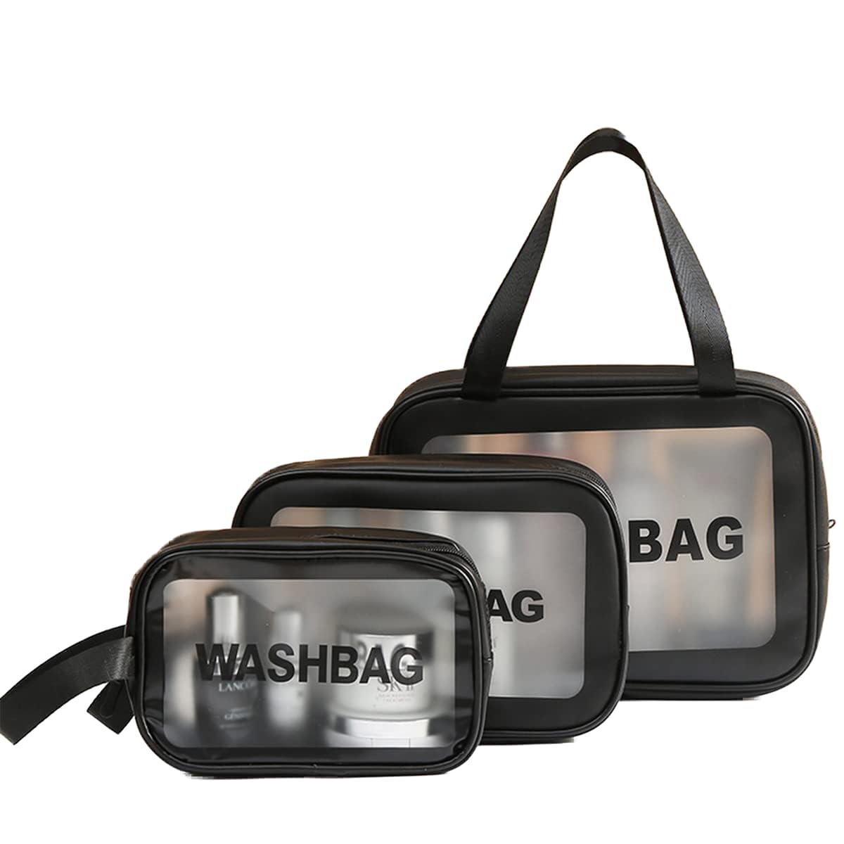 51fuui13rUL مجموعة الرحلات الثلاثية الأحجام الثلاثة في جلد بروف للماء مثالية للبحر والسفر - لتنظيم المكياج والعناية الشخصية - ملائمة للرجال والنساء - سهلة، متعدد الألوان