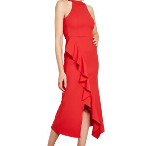 فستان سهرة TPRAW19BB0144 منسوج ومبطن للنساء ومزين بكشكشة من ترينديول