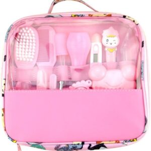 مجموعة عناية بالأطفال وحديثي الولادة مكونة من 13 قطعة بيلوباي مع شنطة، مناسبة للاستخدام في المنزل وأثناء السفر والتنقل من تويز-ايجيبت، وردي